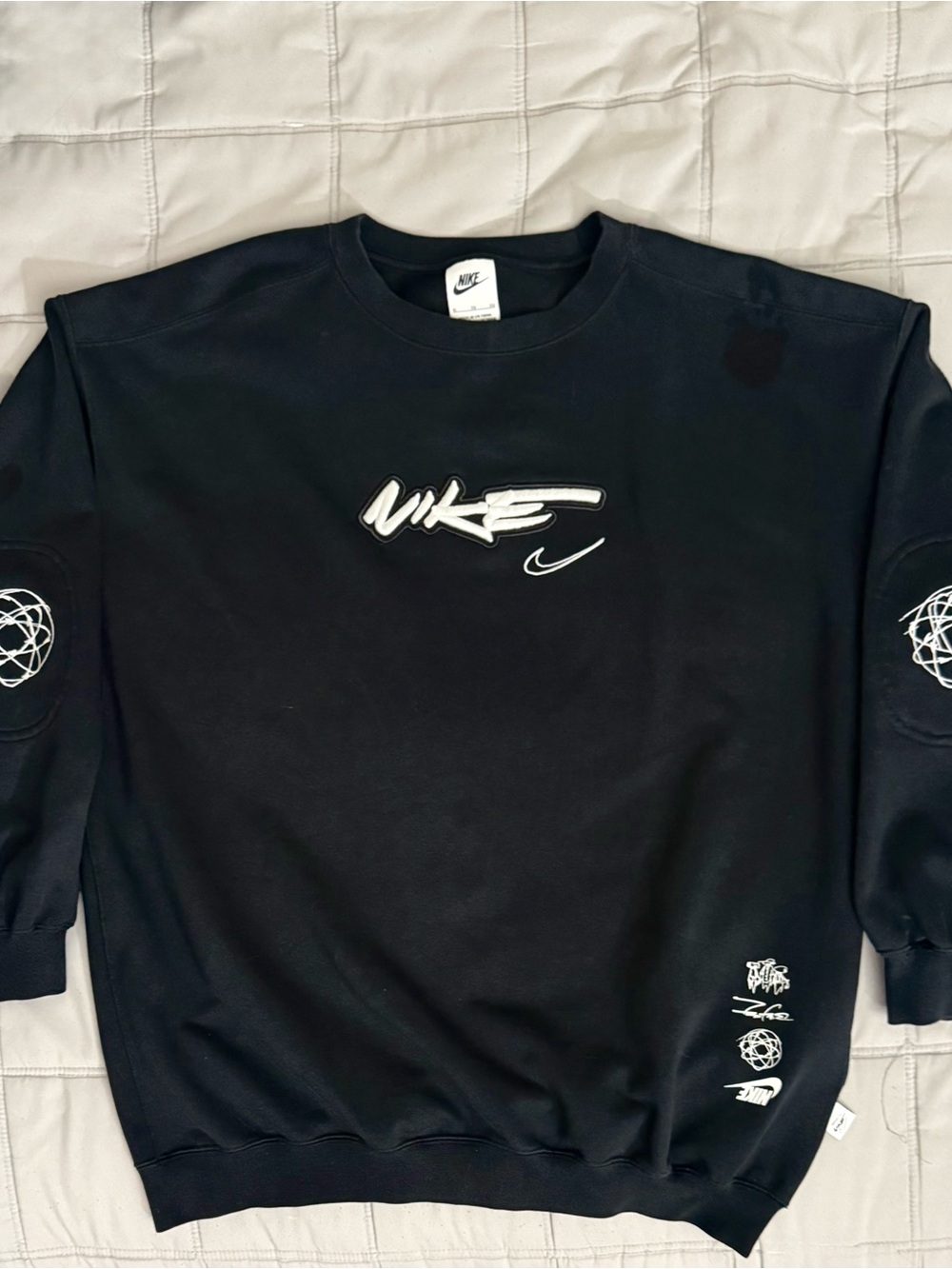 Nike x Futura Black Crewneck Sweatshirt with White Logo Graphics